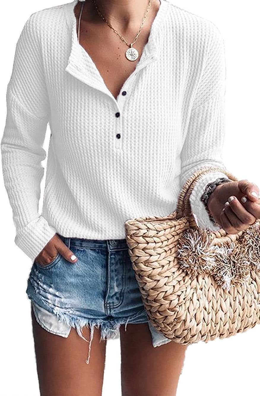 Top estilo henley Teresa para Mujer – Mangas murciélago, Silueta relajada y Mangas largas