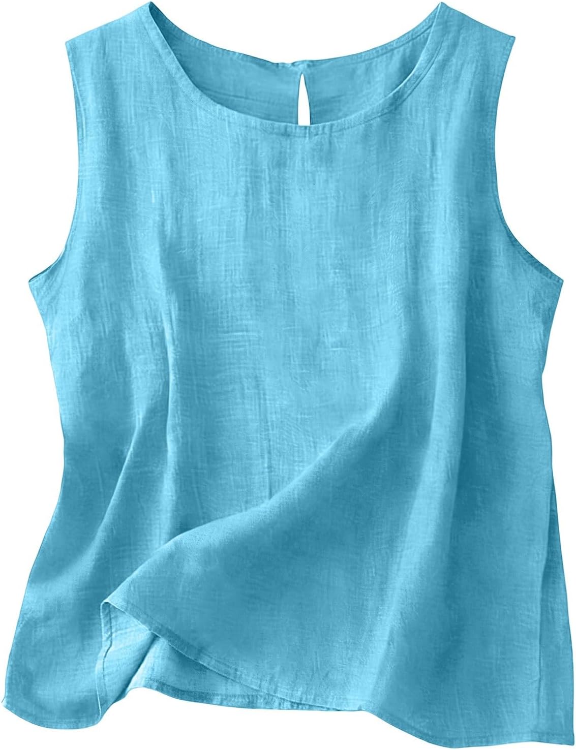 Chloe Top Sin Mangas Mujer – Algodón y Lino, Cuello Redondo y Corte Fluido