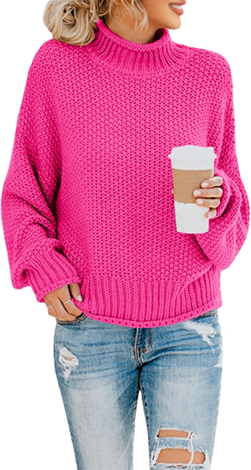 Suéter de cuello alto Marina para Mujer – Mangas murciélago, Silueta holgada y Mangas largas