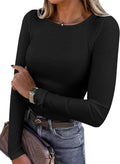Top de cuello redondo Ximena para Mujer – Mangas largas, Silueta entallada y Tejido flexible