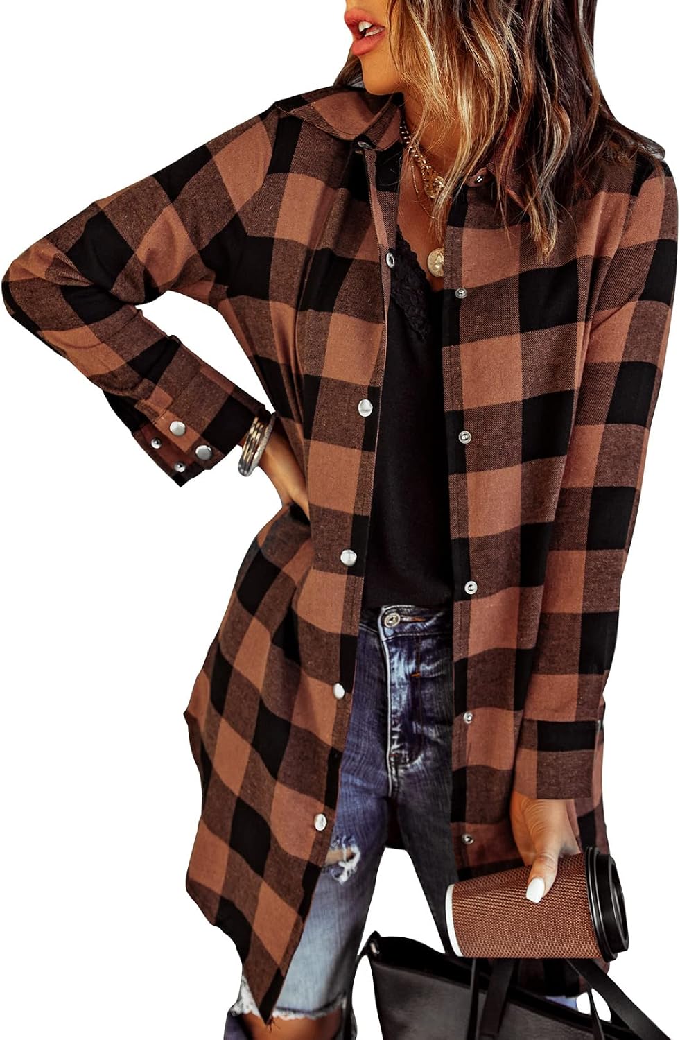 Camisa-chaqueta Sofía para Mujer – Cierre de botones, Corte boyfriend y Bolsillos prácticos
