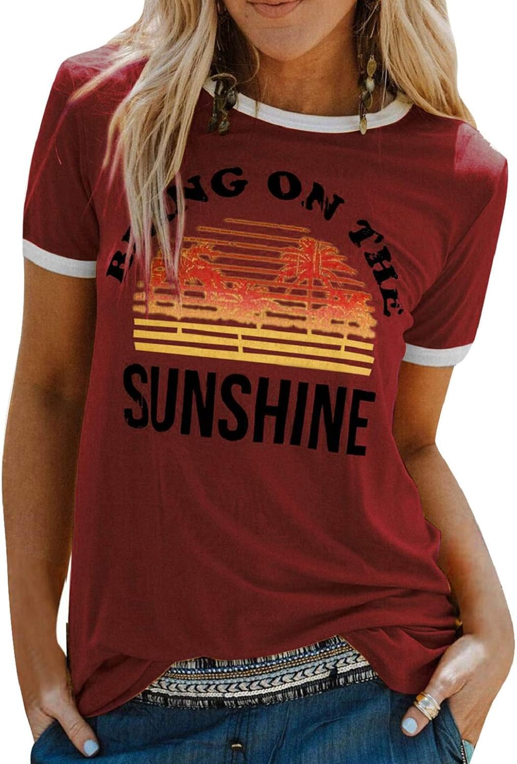Lily Camiseta Mujer Arcoíris – Cuello Redondo, Manga Corta y Tejido Suave