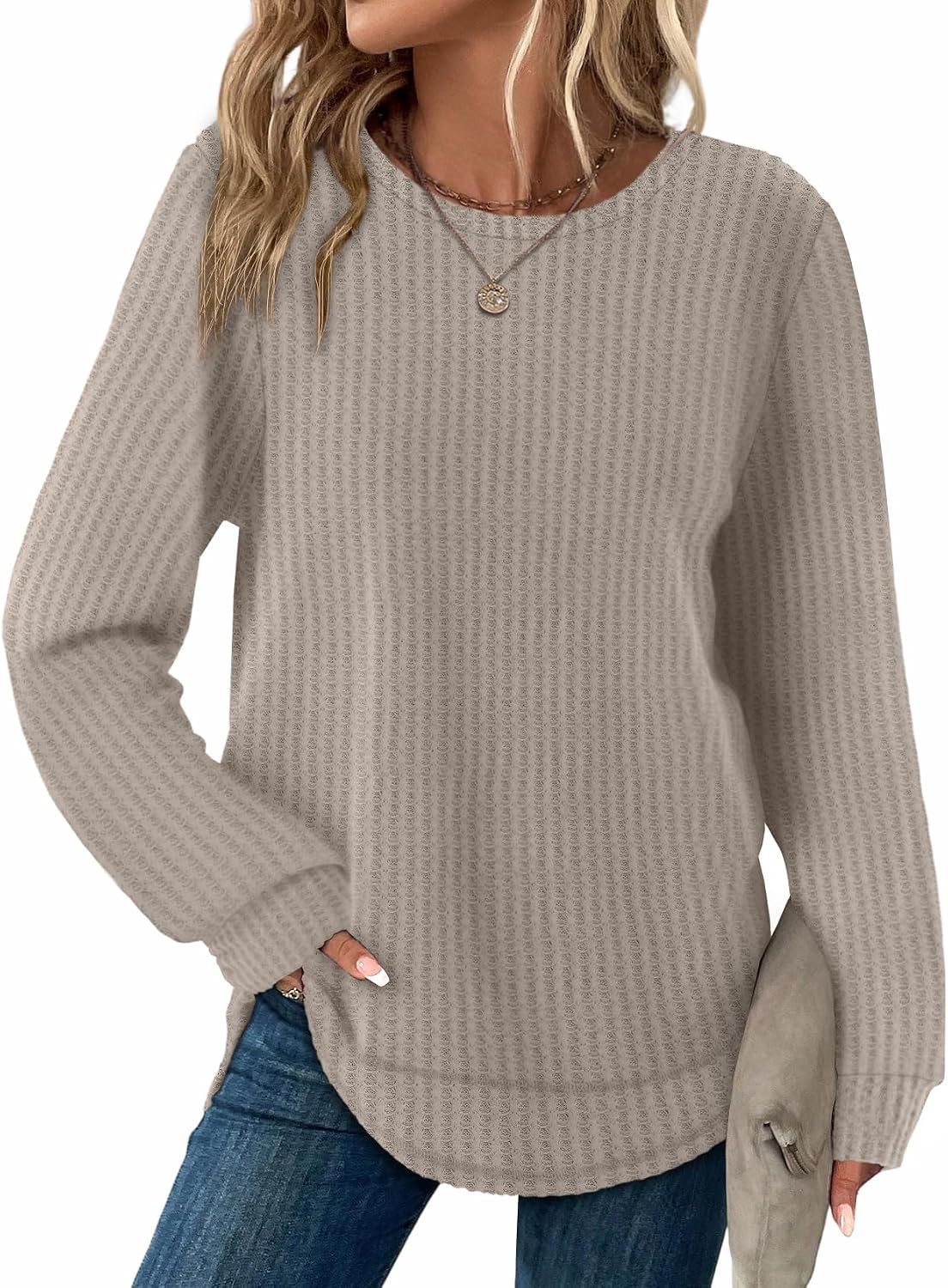 Túnica Rocío para Mujer – Cuello redondo, Mangas largas y Bajo curvado