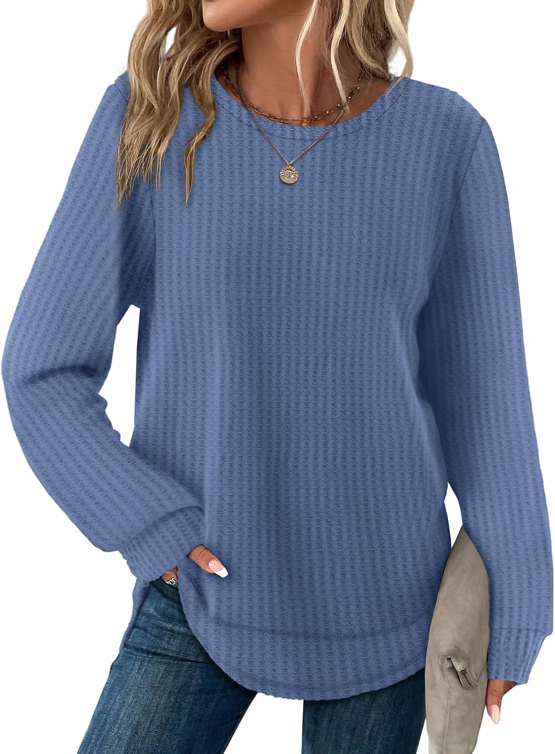 Túnica Rocío para Mujer – Cuello redondo, Mangas largas y Bajo curvado