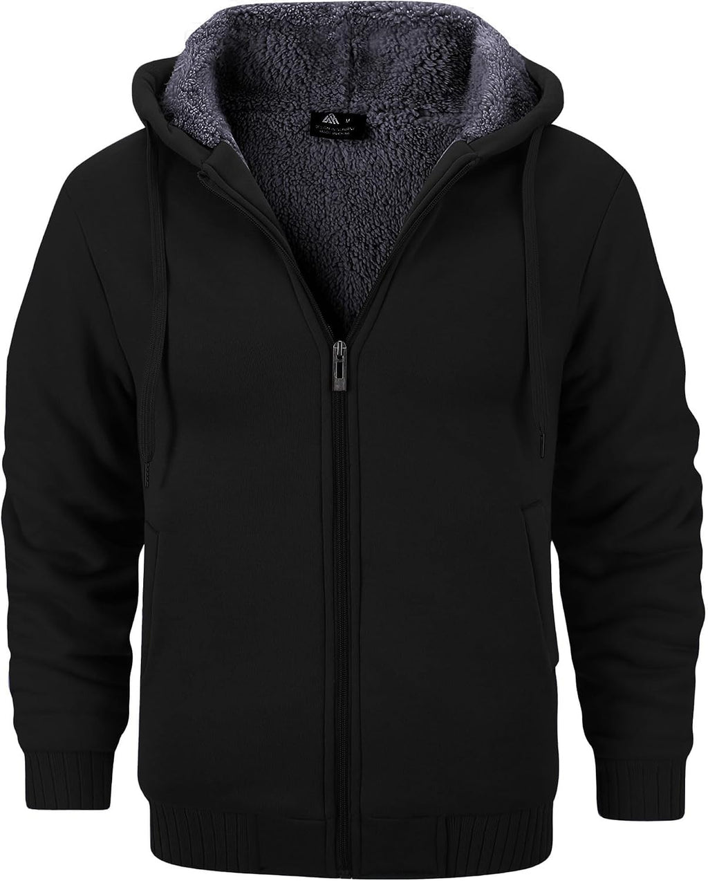 Hugo Sudadera con capucha y forro polar para hombre – chaqueta cálida de invierno con bolsillos laterales