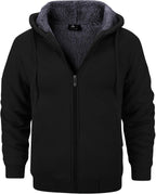 Hugo Sudadera con capucha y forro polar para hombre – chaqueta cálida de invierno con bolsillos laterales