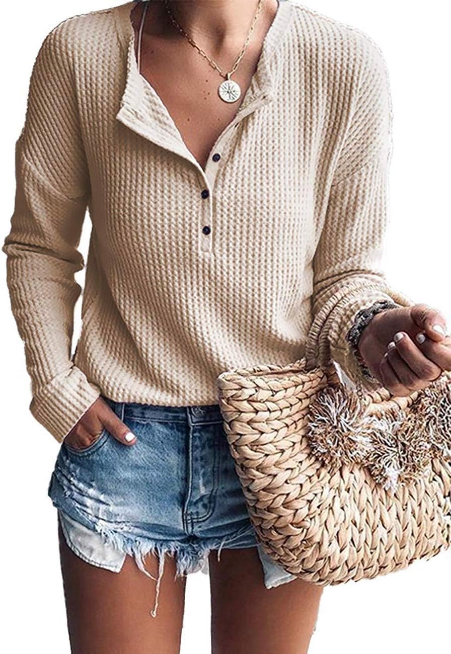 Top estilo henley Teresa para Mujer – Mangas murciélago, Silueta relajada y Mangas largas