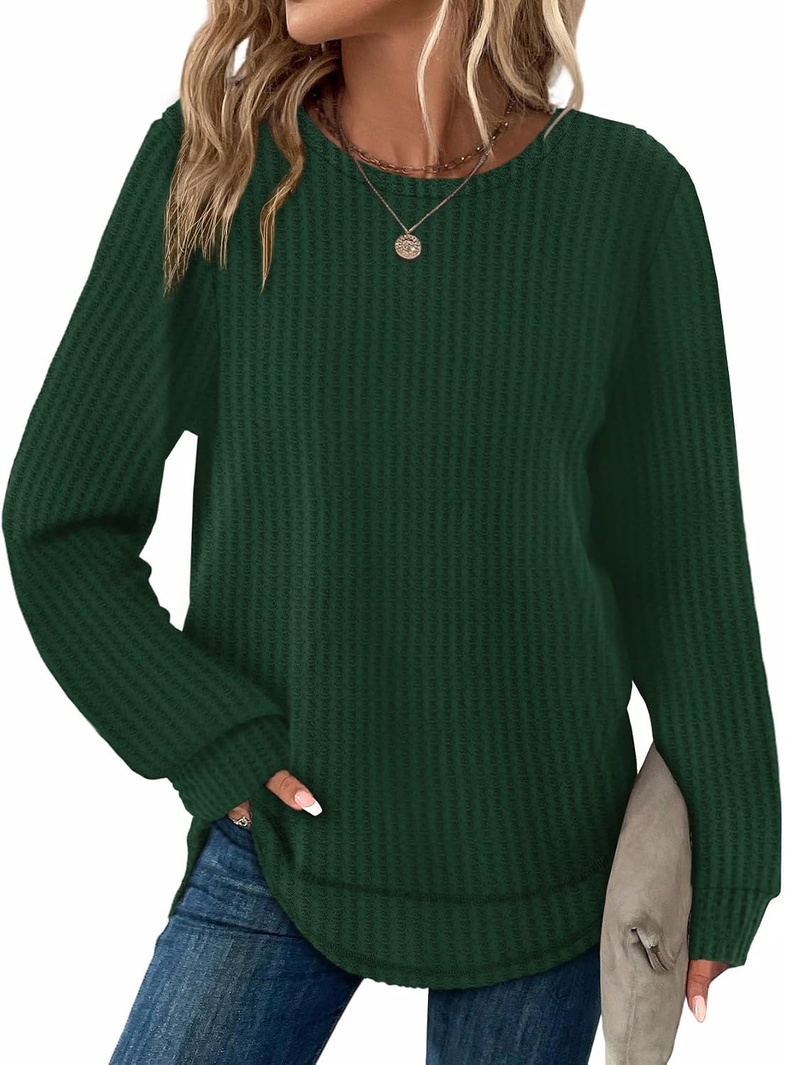 Túnica Rocío para Mujer – Cuello redondo, Mangas largas y Bajo curvado