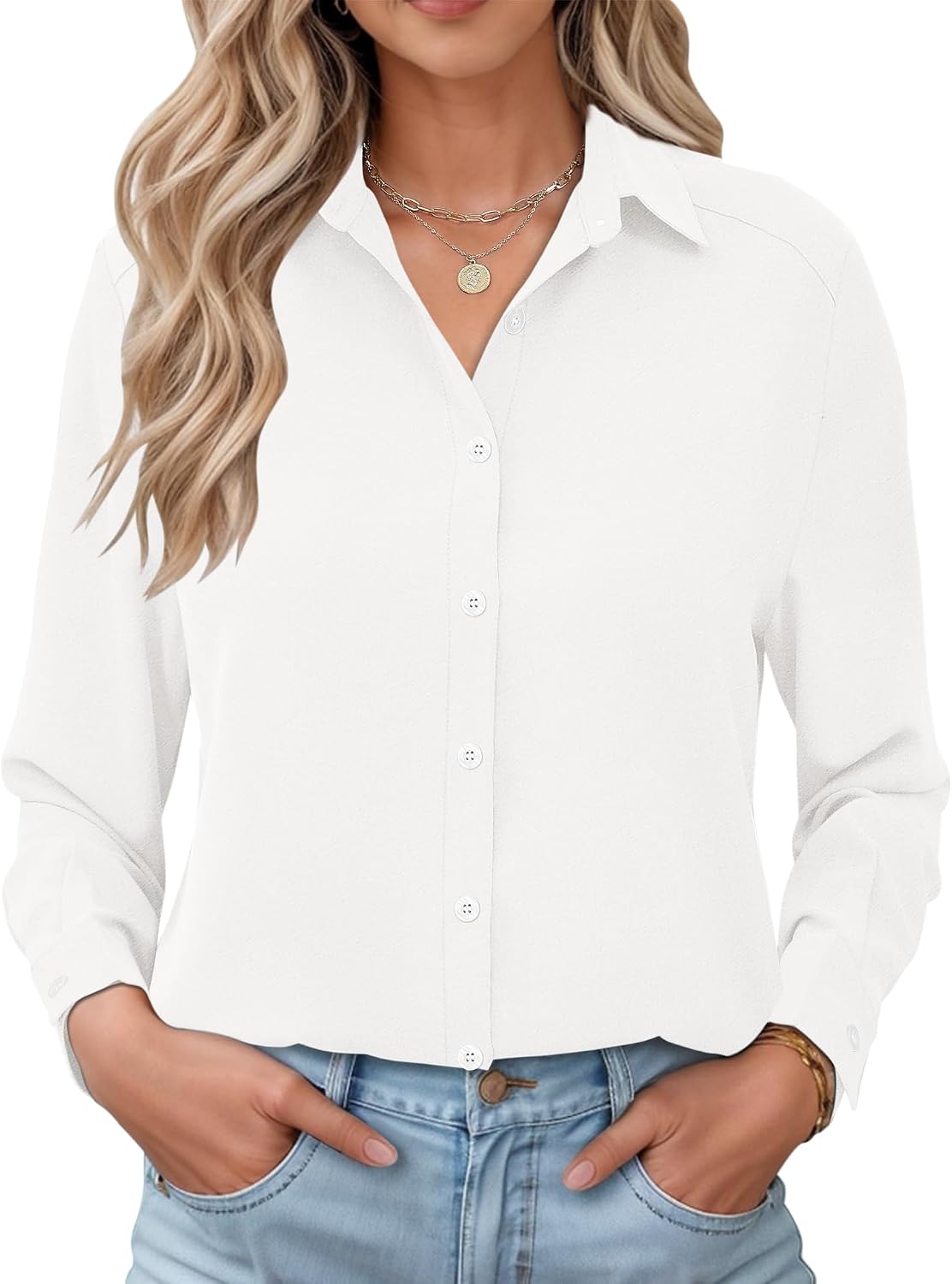 Camisa Diana para Mujer – Cierre de botones, Mangas largas y Corte sastre
