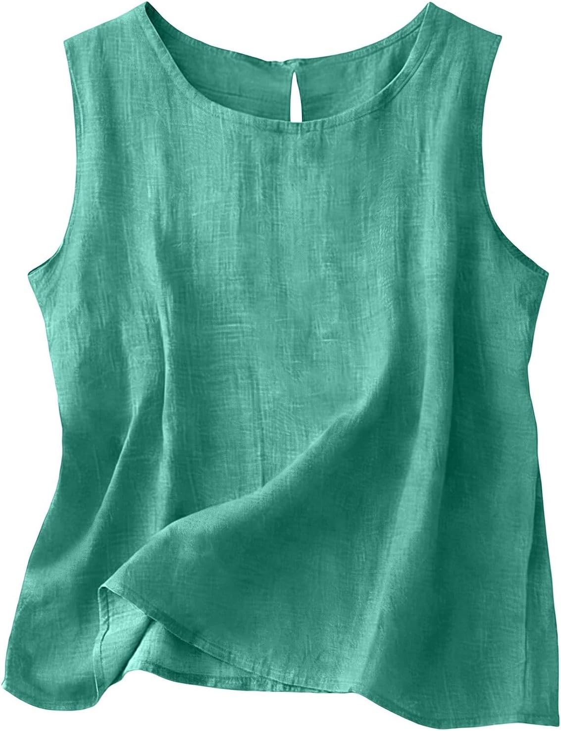 Chloe Top Sin Mangas Mujer – Algodón y Lino, Cuello Redondo y Corte Fluido