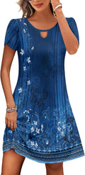 Camille Vestito Midi Floreale Donna – Collo Tondo, Maniche a Sbuffo e Tasche