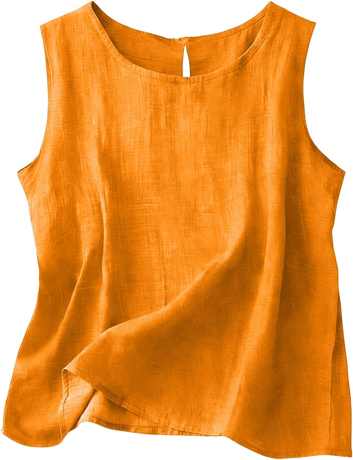 Chloe Top Sin Mangas Mujer – Algodón y Lino, Cuello Redondo y Corte Fluido