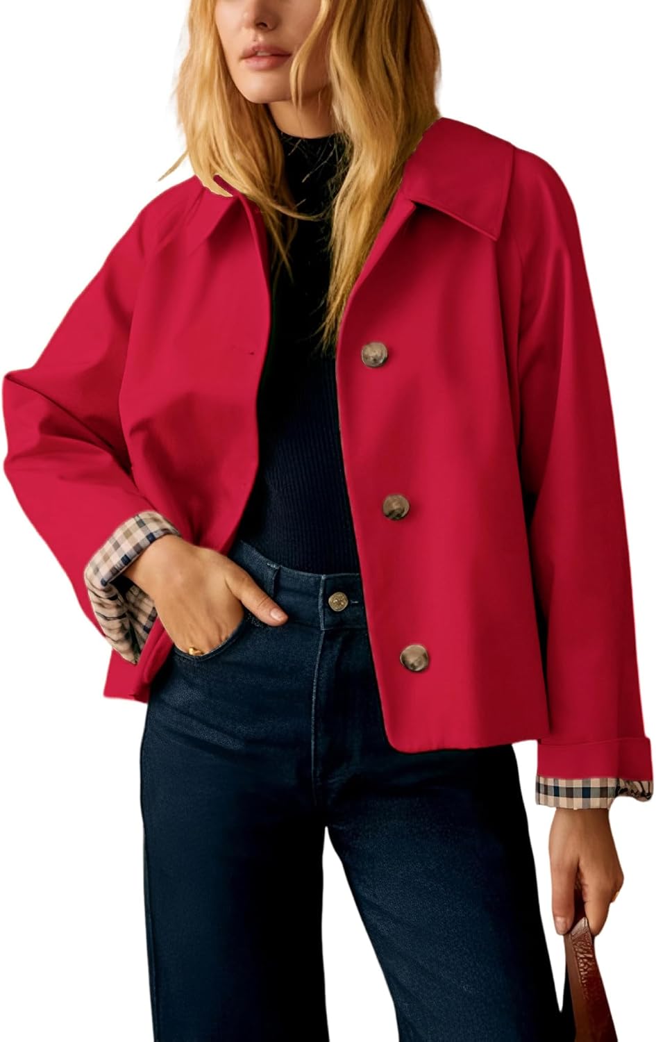 Chaqueta Olivia para Mujer – Solapa estructurada, Cuello solapa y Bolsillos laterales