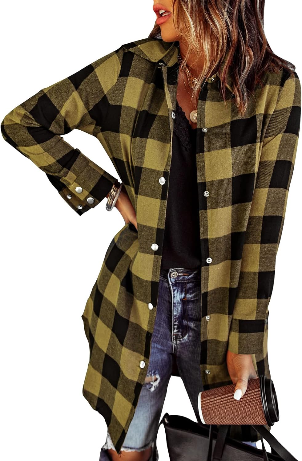 Camisa-chaqueta Sofía para Mujer – Cierre de botones, Corte boyfriend y Bolsillos prácticos