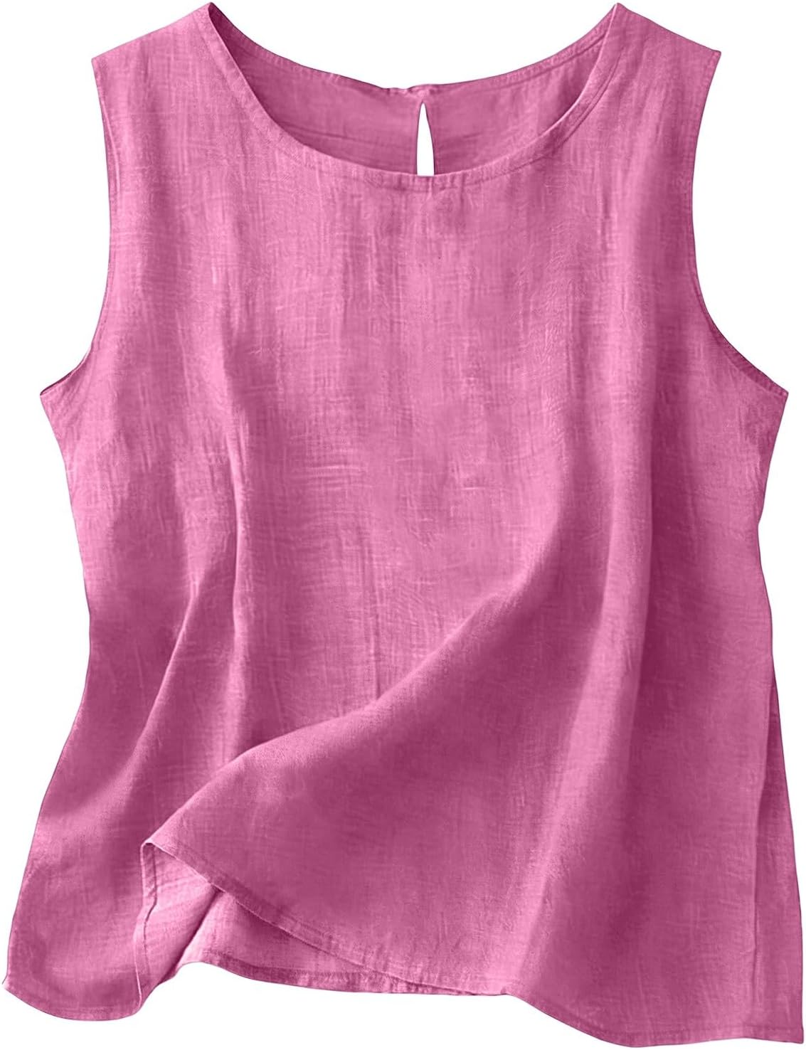 Chloe Top Sin Mangas Mujer – Algodón y Lino, Cuello Redondo y Corte Fluido