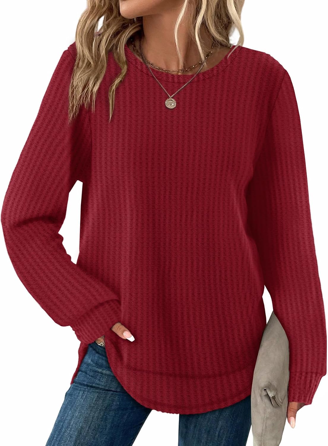 Túnica Rocío para Mujer – Cuello redondo, Mangas largas y Bajo curvado