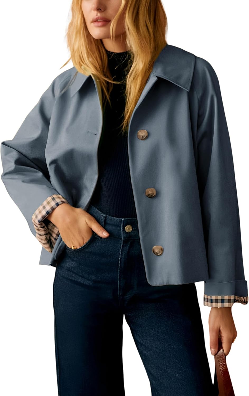 Chaqueta Olivia para Mujer – Solapa estructurada, Cuello solapa y Bolsillos laterales