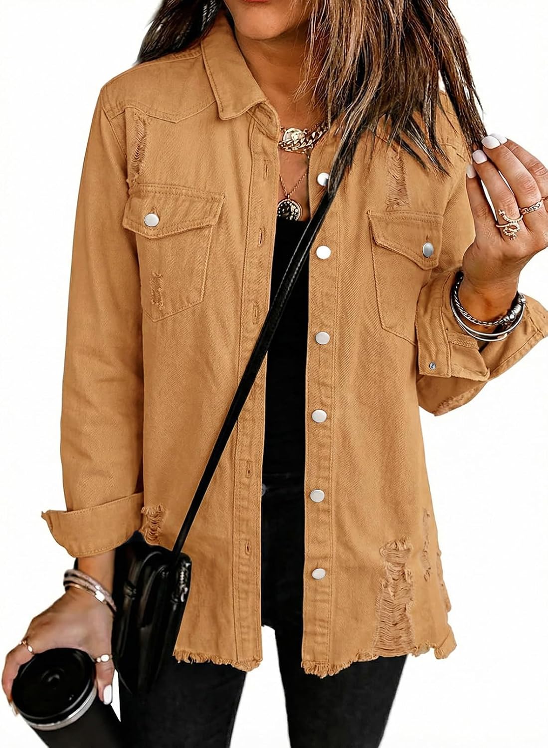Chaqueta vaquera Valentina para Mujer – Corte boyfriend, Cierre de botones y Bolsillos laterales