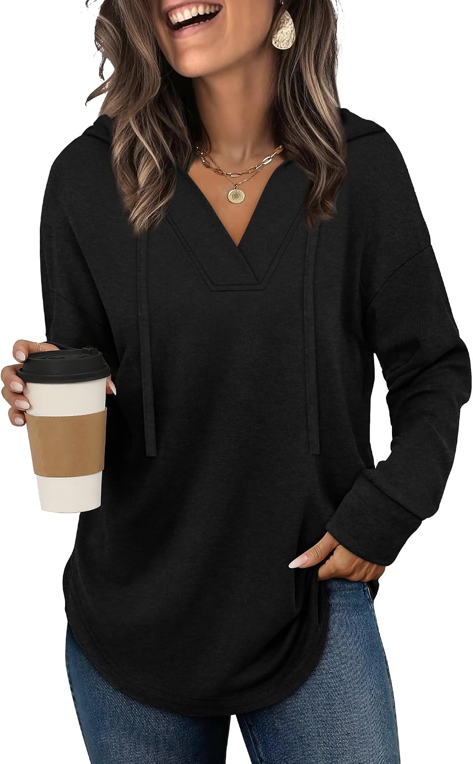 Sudadera con capucha Inés para Mujer – Bajo asimétrico, Mangas largas y Silueta relajada