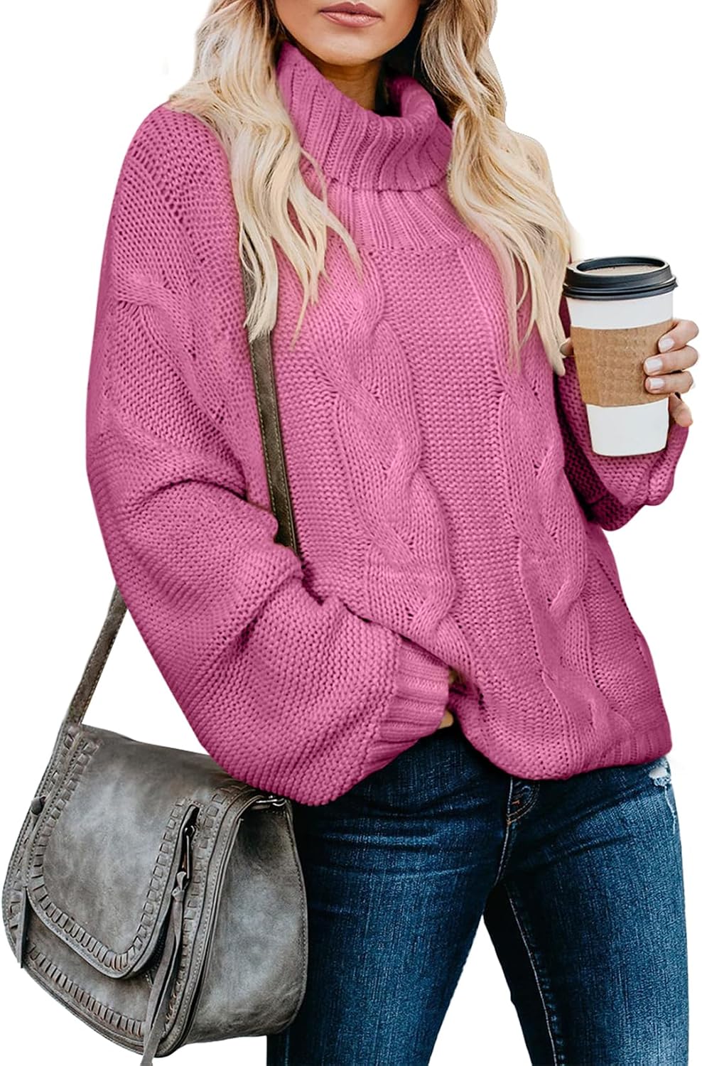 Suéter de cuello alto Adriana para Mujer – Mangas murciélago, Corte corto y Afelpado