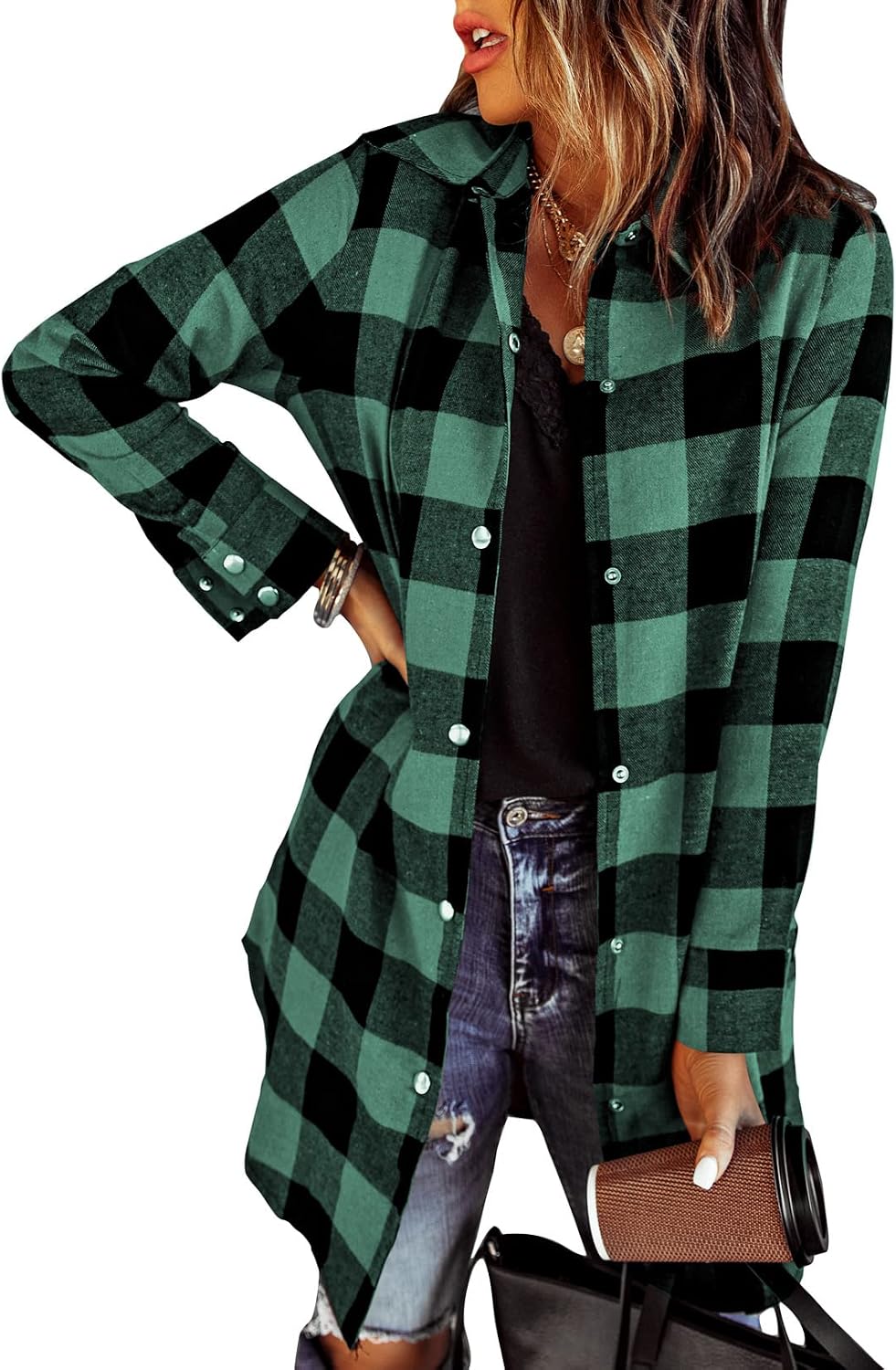 Camisa-chaqueta Sofía para Mujer – Cierre de botones, Corte boyfriend y Bolsillos prácticos
