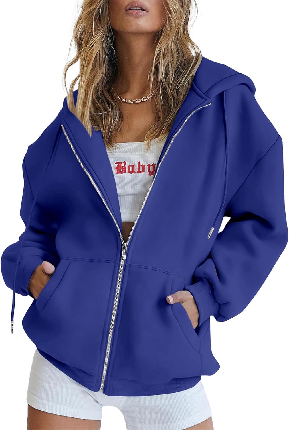 Sudadera con capucha y cremallera Victoria para Mujer – Capucha con cordón, Bolsillos laterales y Silueta relajada