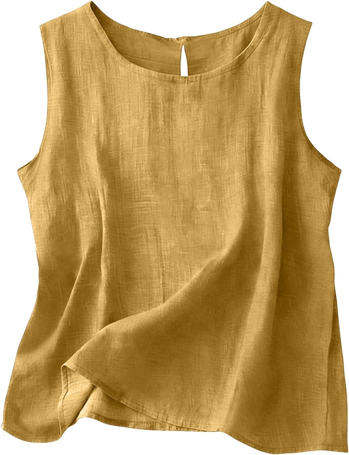 Chloe Top Sin Mangas Mujer – Algodón y Lino, Cuello Redondo y Corte Fluido
