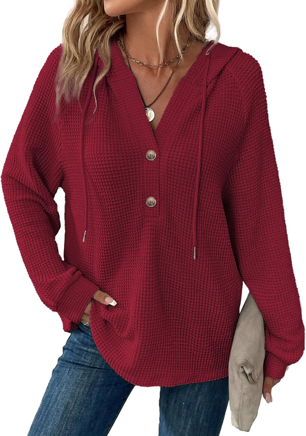 Sudadera con capucha Irene para Mujer – Cierre de botones, Silueta holgada y Capucha con cordón