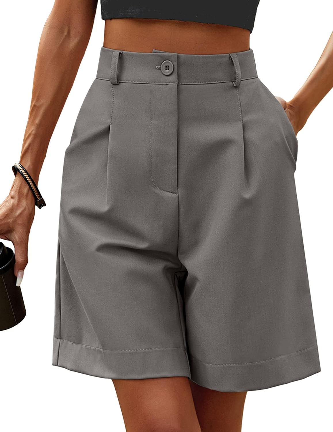 Ava Bermudas Cargo Mujer – Cintura Alta, Bolsillos y Corte Relajado