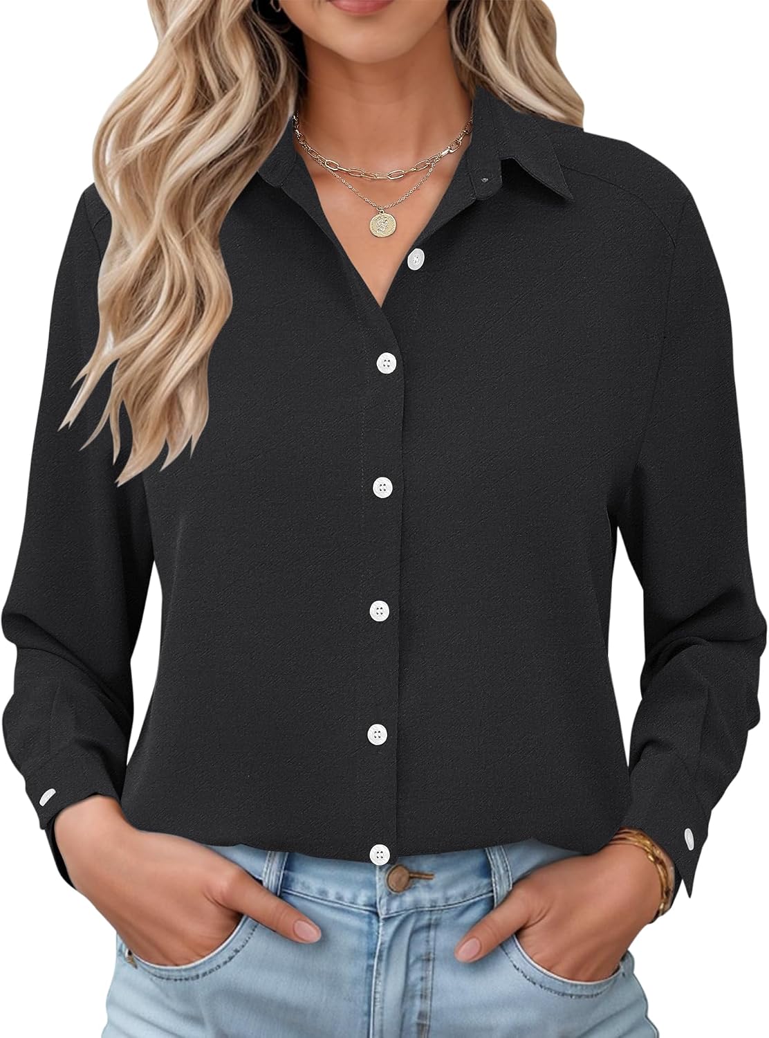 Camisa Diana para Mujer – Cierre de botones, Mangas largas y Corte sastre