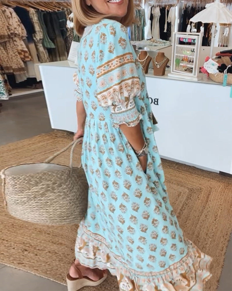 Vestido Nadia para Mujer – Cuello en V, Corte cómodo y Elegante