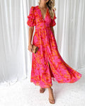 Dorothy Vestito da Donna – Vestito Rosa Elegante con Scollo a V Chic