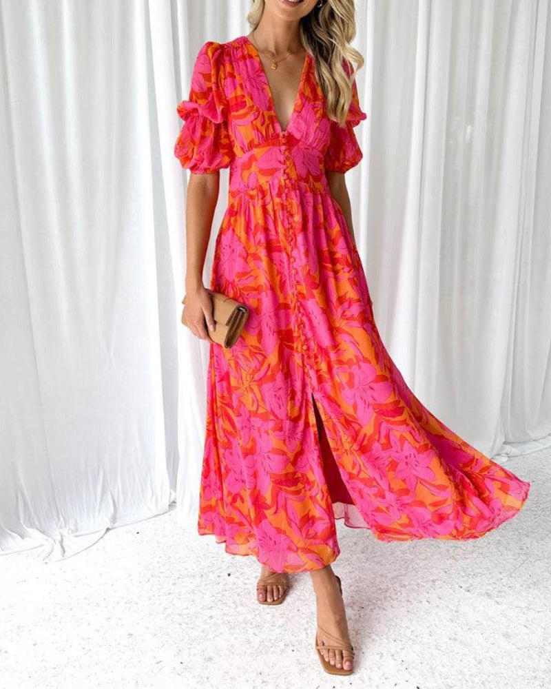 Dorothy Vestito da Donna – Vestito Rosa Elegante con Scollo a V Chic