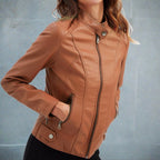 Chaqueta de piel Ofelia para Mujer – Sofisticado, Corte regular y Bolsillos prácticos