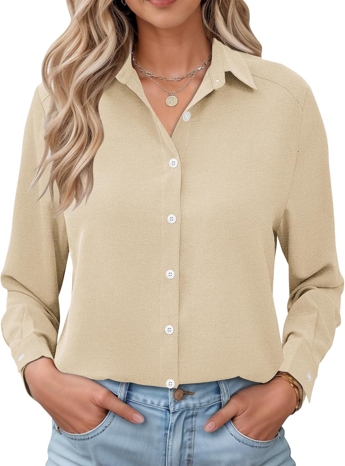 Camisa Diana para Mujer – Cierre de botones, Mangas largas y Corte sastre