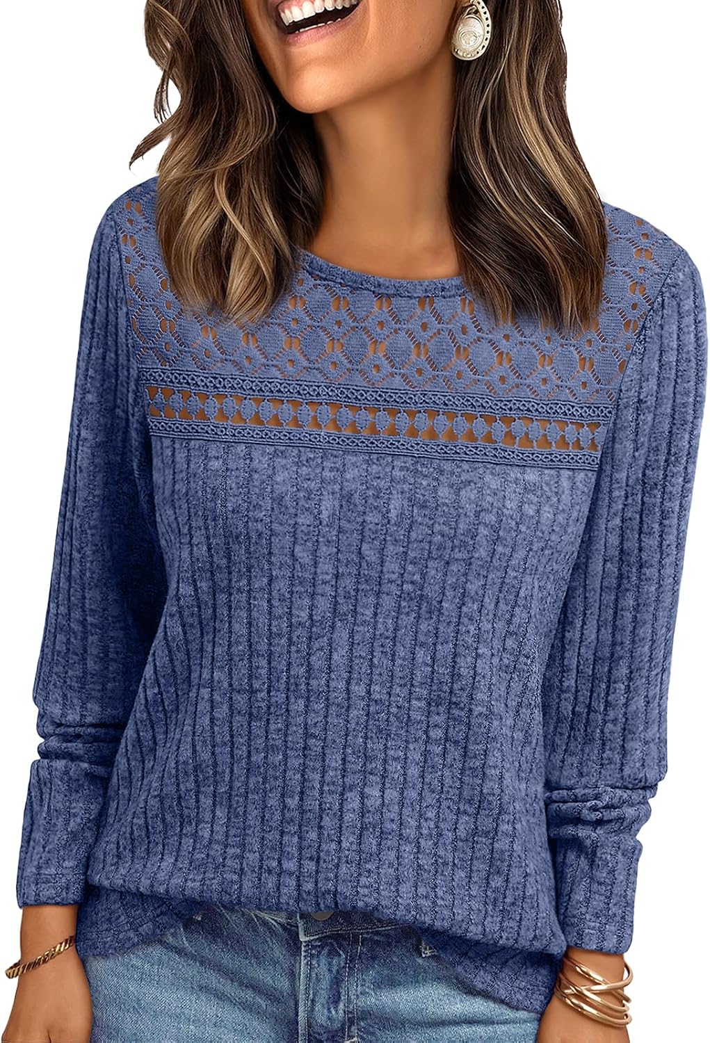 Top acanalado Ariadna para Mujer – Mangas largas, Silueta entallada y Tejido flexible