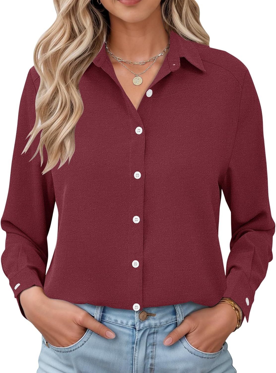 Camisa Diana para Mujer – Cierre de botones, Mangas largas y Corte sastre