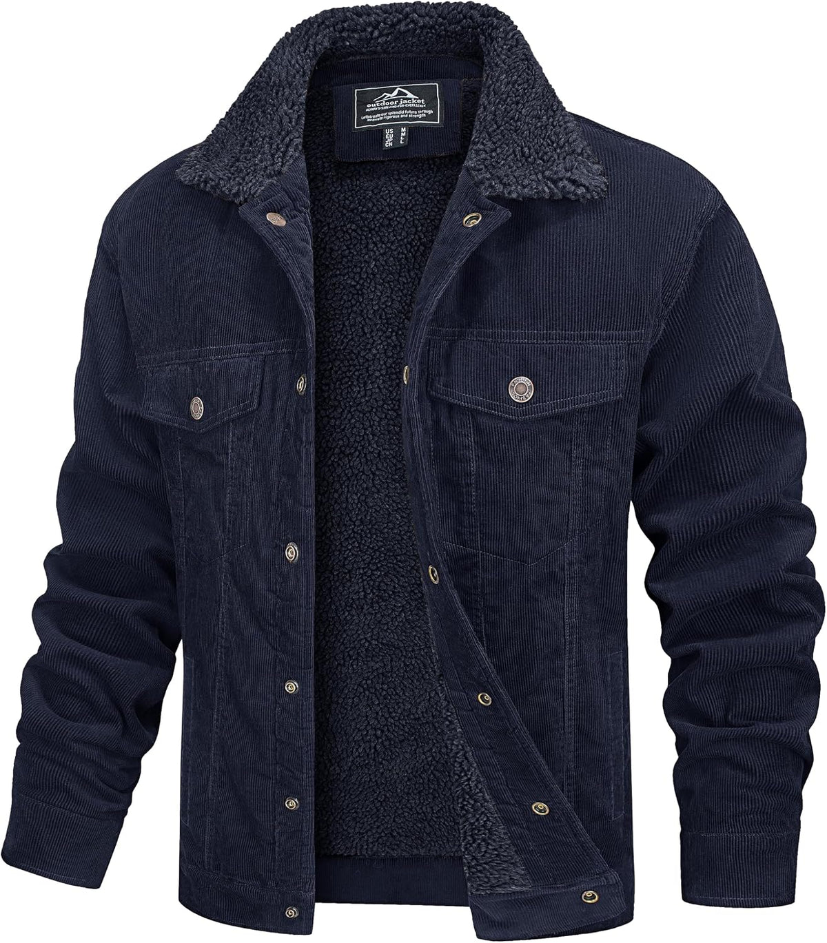 Julian Chaqueta de pana con forro sherpa para hombre – estilo trucker cálido con bolsillos