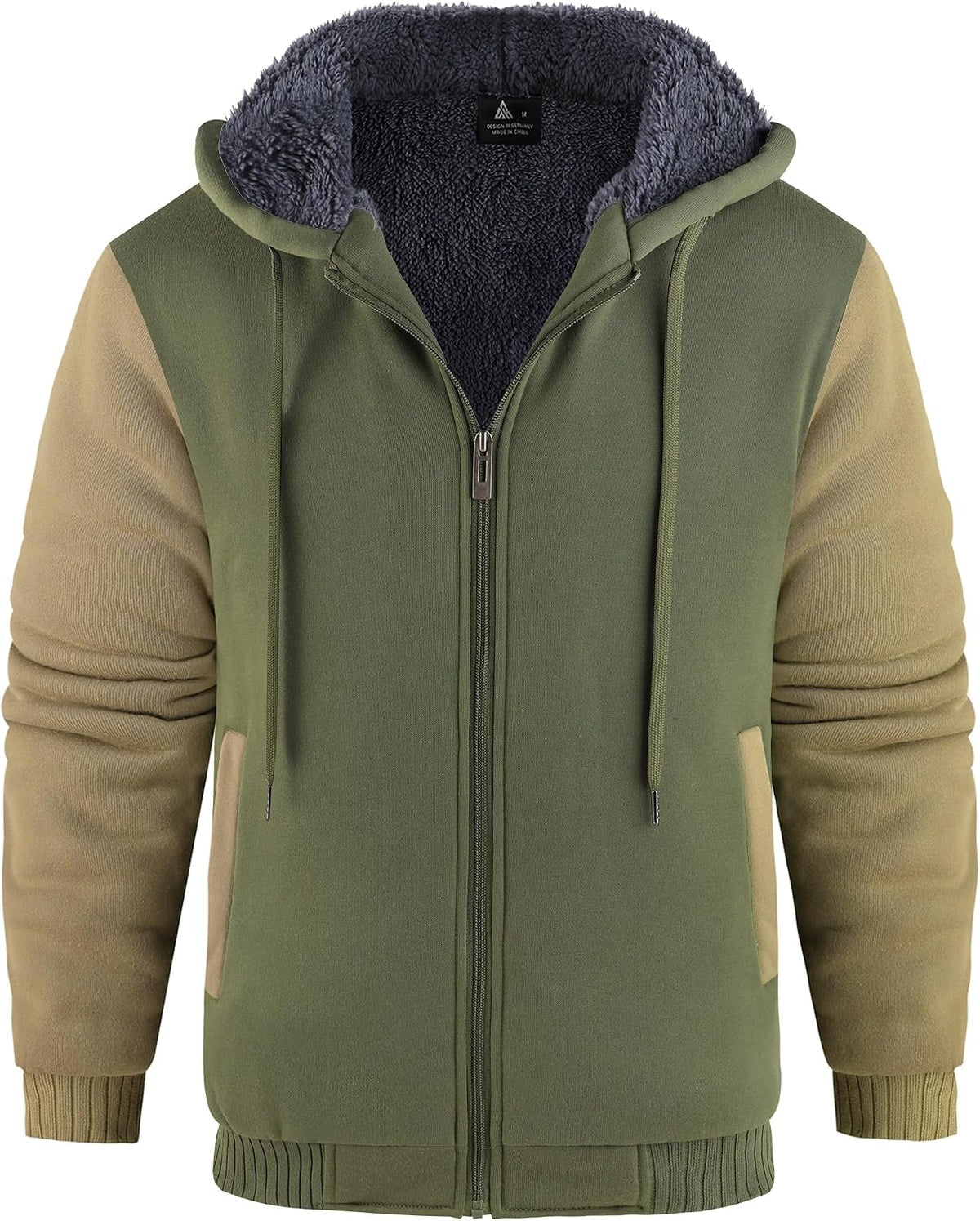 Hugo Sudadera con capucha y forro polar para hombre – chaqueta cálida de invierno con bolsillos laterales