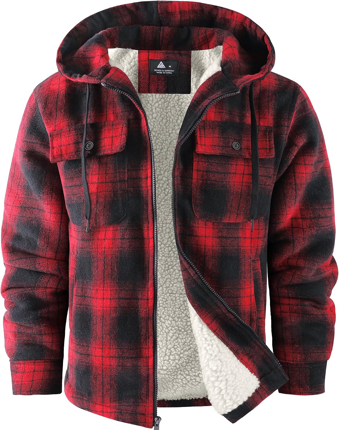 Chaqueta de franela Lorenzo para Hombre – Con capucha, Cremallera completa y Bolsillos prácticos