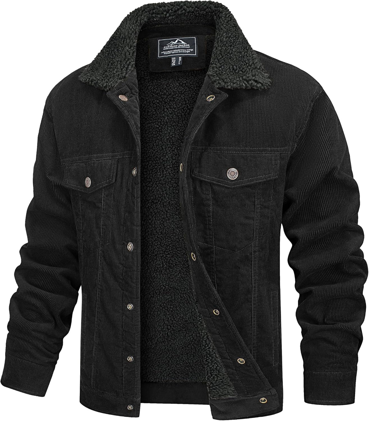 Julian Chaqueta de pana con forro sherpa para hombre – estilo trucker cálido con bolsillos