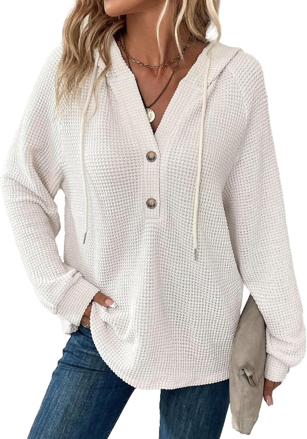 Sudadera con capucha Irene para Mujer – Cierre de botones, Silueta holgada y Capucha con cordón