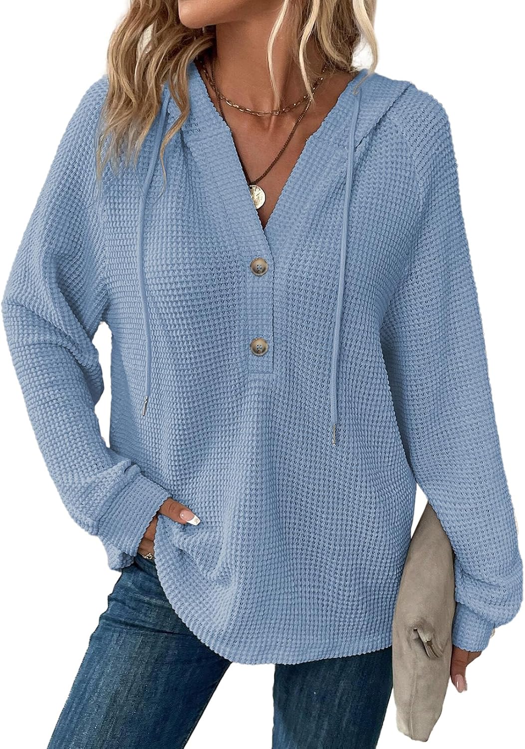 Sudadera con capucha Irene para Mujer – Cierre de botones, Silueta holgada y Capucha con cordón