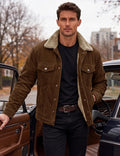 Julian Chaqueta de pana con forro sherpa para hombre – estilo trucker cálido con bolsillos