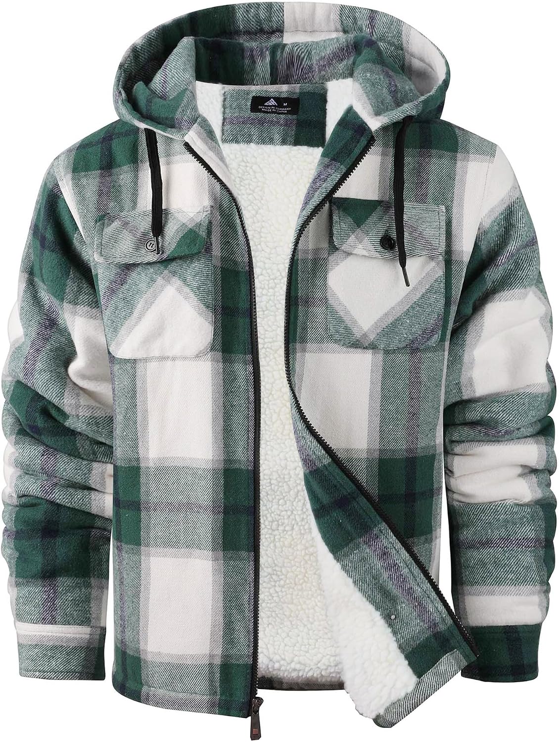 Chaqueta de franela Lorenzo para Hombre – Con capucha, Cremallera completa y Bolsillos prácticos