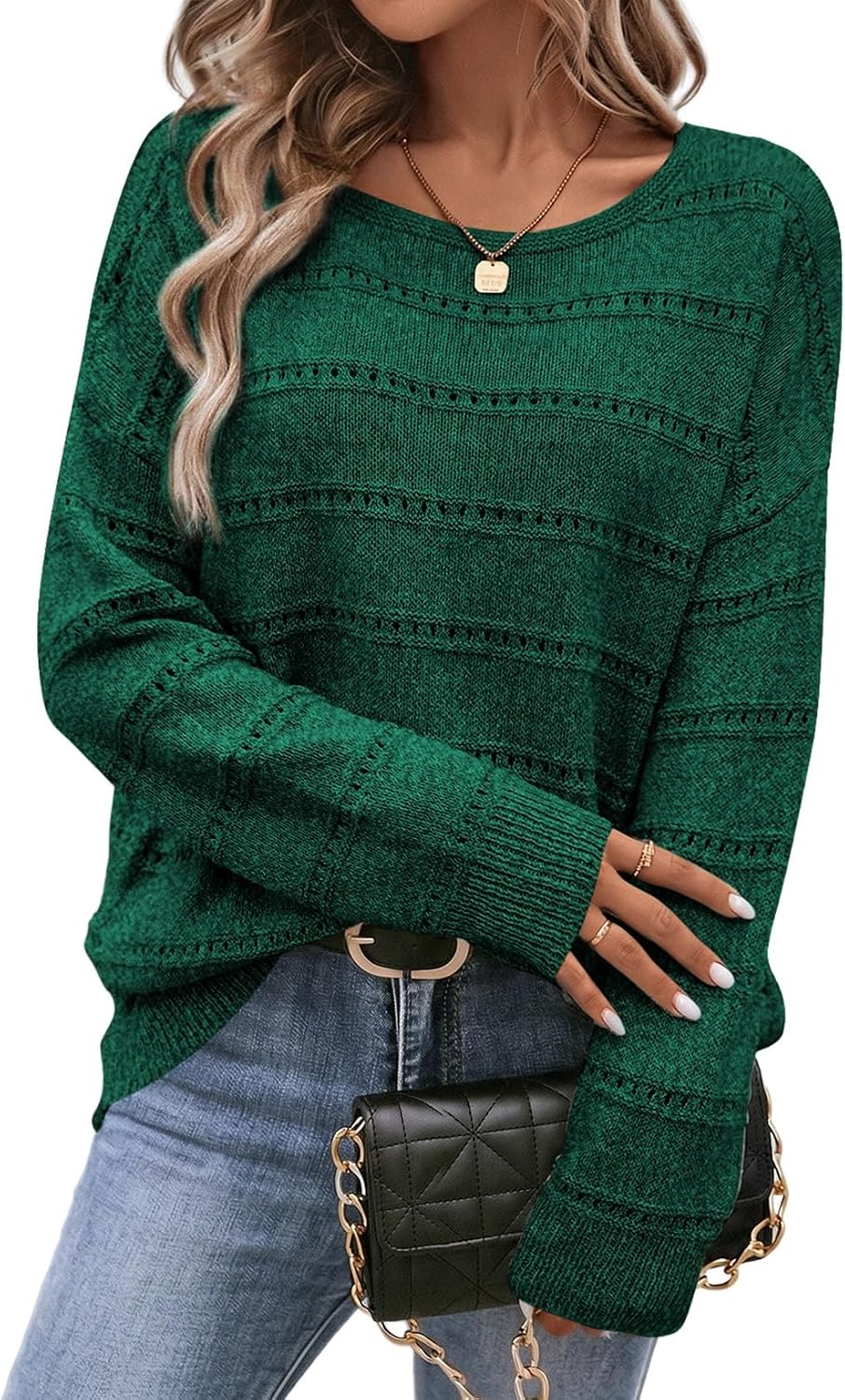 Suéter Julia para Mujer – Cuello redondo, Hombros caídos y Puños acanalados