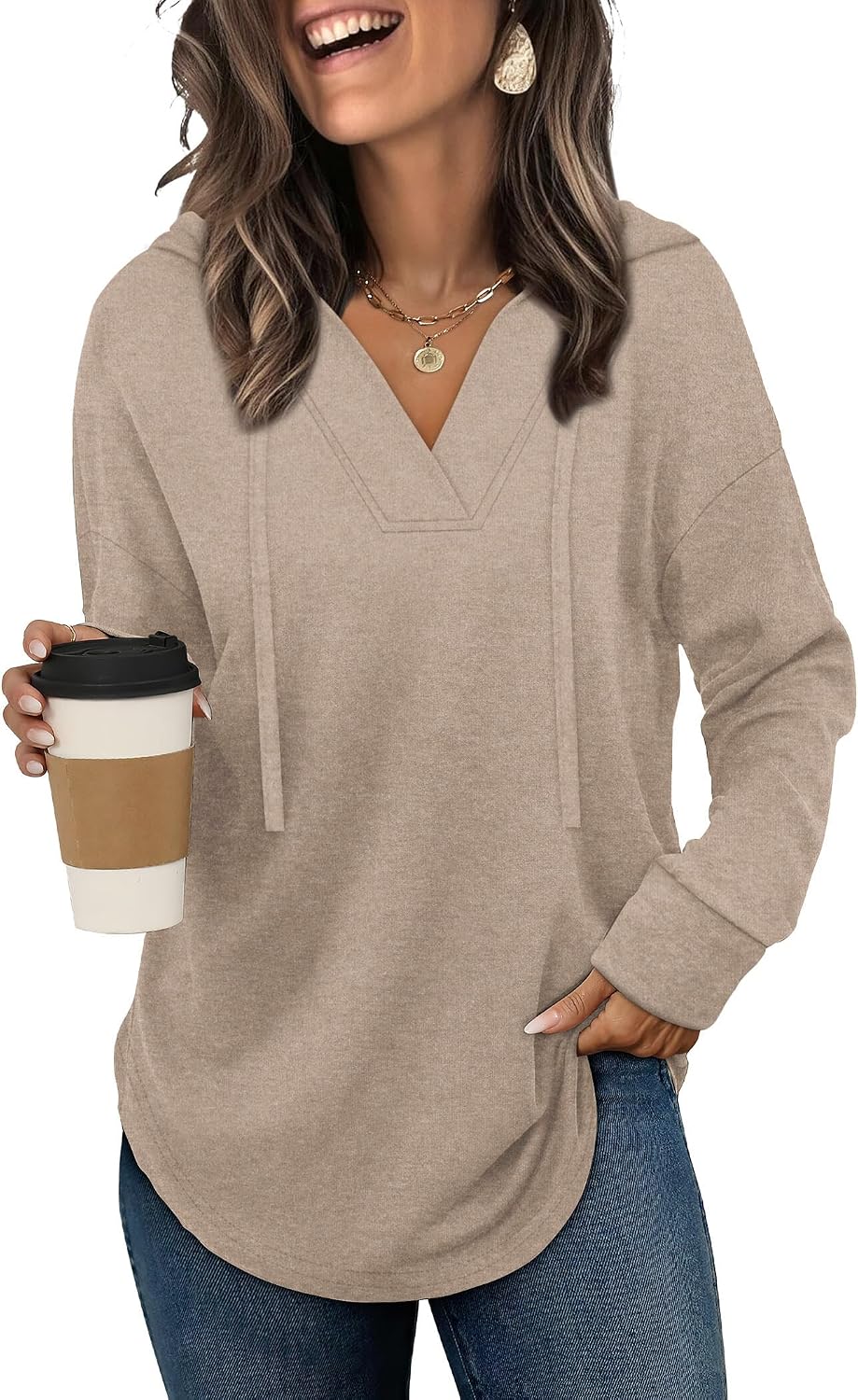 Sudadera con capucha Inés para Mujer – Bajo asimétrico, Mangas largas y Silueta relajada