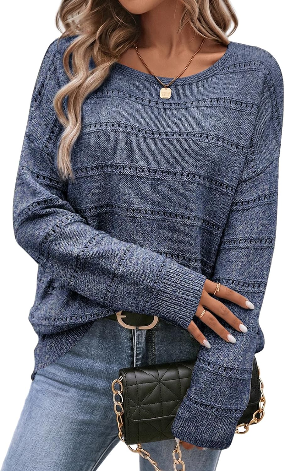 Suéter Julia para Mujer – Cuello redondo, Hombros caídos y Puños acanalados
