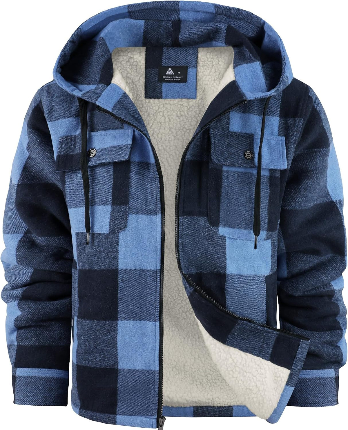 Chaqueta de franela Lorenzo para Hombre – Con capucha, Cremallera completa y Bolsillos prácticos