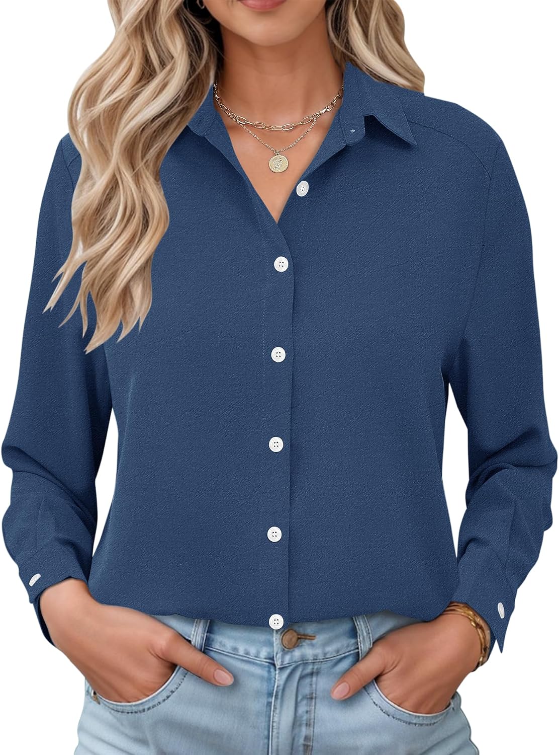 Camisa Diana para Mujer – Cierre de botones, Mangas largas y Corte sastre